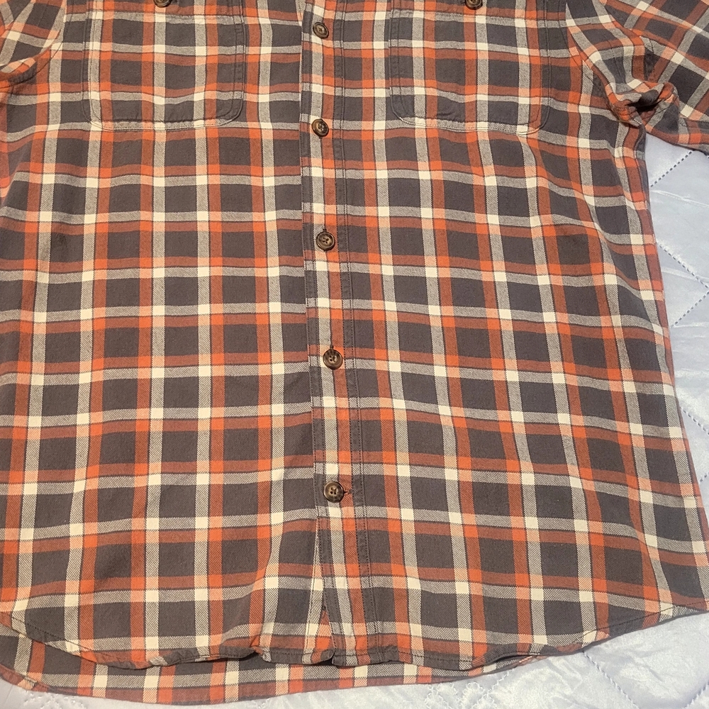 Duluth Trading Co Mens Gray and Orange Plaid/flannel Button Up Shirt. Size MED - Picture 3 of 8